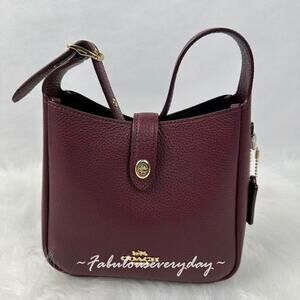 Coach Hadley Mini Crossbody Bag In Leather CAL60 Gold/Dark Wine Merlot NWT